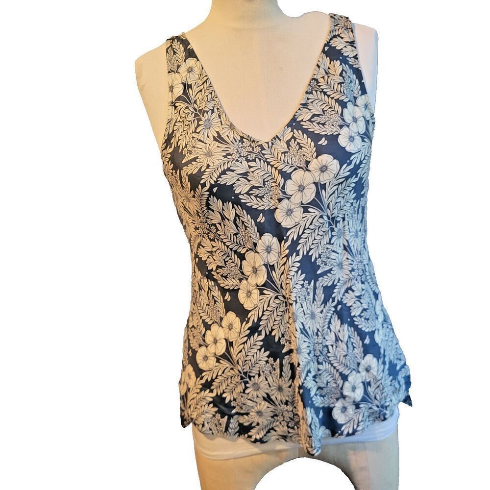 Abigail Borg for J. Crew 100% Silk Sz 2 blue and white Floral